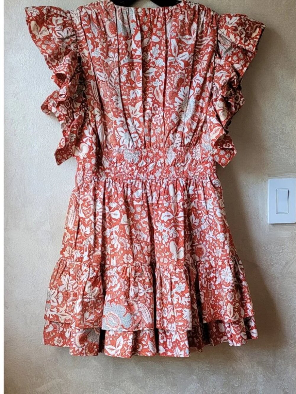 ULLA JOHNSON Kiri Mini Dress Orange Blossom Statement Sleeve Sundress Cotton 10 - Picture 15 of 16